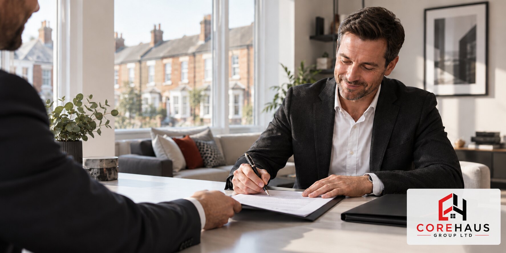 Investor completing a property agreement